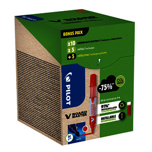 GREENPACK 10 MARQUEURS + 10 RECHARGES ROUGE OGIVE PILOT