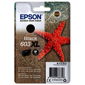 EPSON 603XL CARTOUCHE D'ENCRE NOIRE D'ORIGINE (C13T03A14010)
