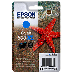 EPSON 603XL CARTOUCHE D'ENCRE CYAN D'ORIGINE (C13T03A24010)