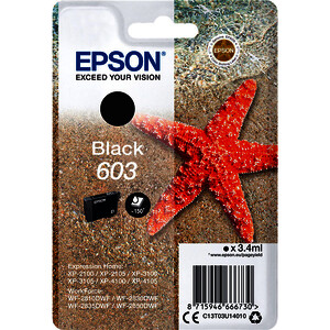 EPSON 603 CARTOUCHE D'ENCRE NOIRE D'ORIGINE (C13T03U14010)