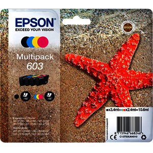 EPSON 603 PACK 4 CART. NO + 3 COL D'ORIGINE (C13T03U64010)
