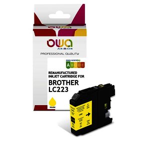 CARTOUCHE JE REMAN. POUR BROTHER LC223 JAUNE OWA