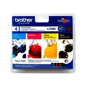 BROTHER LC980 PACK 4 CART. NO + 3 COL D'ORIGINE (LC980VALBP)