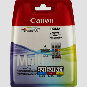 CANON 521 PACK 3 CART. 3 COL D'ORIGINE (CLI521CMJ)
