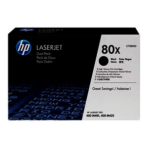 HP 80XD PACK DE 2 TONERS LASER NOIRS D'ORIGINE (CF280XD)