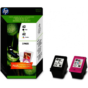 HP 62 PACK 2 CART. NO + 3 COL D'ORIGINE (N9J71AE)