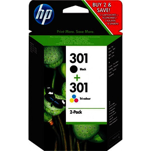 HP 301 PACK 2 CART. NO + 3 COL D'ORIGINE (N9J72AE)