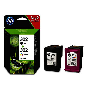 HP 302 PACK 2 CART. NO + 3 COL D'ORIGINE (X4D37A)