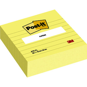 BLOC CUBE 300 FEUILLES LIGNÉES REPO 100X100MM JAUNE POST IT