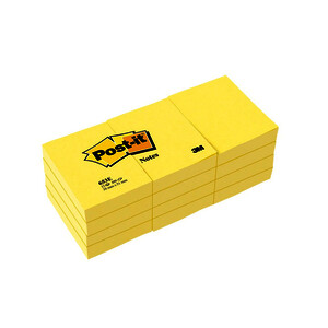 12 BLOCS 38 X 51 MM 100F REPO COLORIS JAUNE POST IT