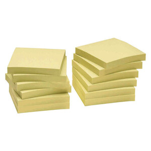 12 BLOCS-CUBE 75 X 75 MM 100F REPO COLORIS JAUNE