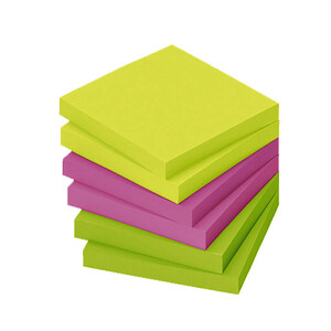 6 BLOCS-CUBE 75 X 75 MM 80F REPO COLORIS ASSORTI VIF NÉON