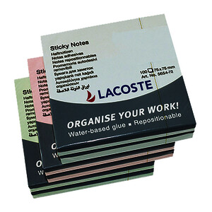 6 BLOCS-CUBE 75 X 75 MM 100F REPO PASTEL LACOSTE