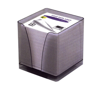 BLOC-CUBE BLANC 9X9X9 CM +BOITIER PLEXI FUMÉ QUO VADIS