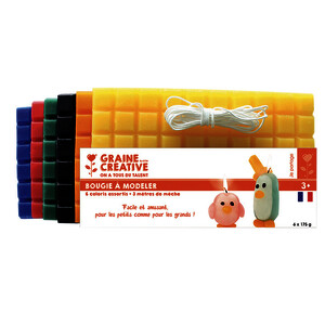 LOT 6 PLAQUES CIRE BOUGIE MOULER 20X12CM COL ASS + MÈCHE 3M