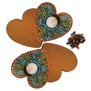 LOT 12 BOUGEOIRS CŒUR À DÉCORER + 12 BOUGIES À DÉCORER