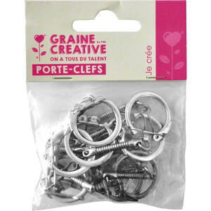 SACHET DE 10 MOUSQUETONS POUR PORTE-CLEFS 25X80MM ARGENT