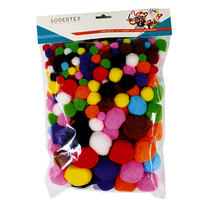 SACHET DE 300 POMPONS TAILLES ET COLORIS ASSORTIS