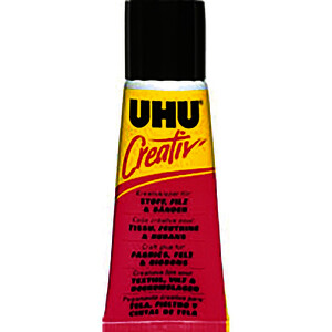 TUBE 38ML COLLE PR TISSUS, FEUTRINE ET RUBAN UHU CREATIV'