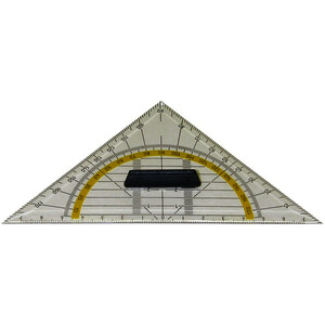 ÉQUERRE PLASTIQUE GÉOMÉTRIQUE 45° AVEC POIGNÉE 2EN1 16CM