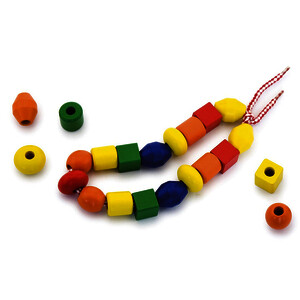 BOÎTE DE 130 PERLES BOIS LACETS, COULEURS VIVES