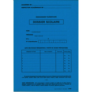 DOSSIER SCOLAIRE ÉCOLE ÉLÉM. 