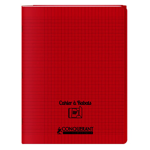 CAHIER POLY À RABATS 90G/M² 96P SÉY 24X32CM ROUGE CONQUERANT