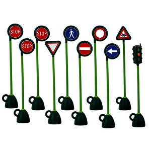 LOT DE 9 PANNEAUX DE SIGNALISATION + 1 FEU H130 CM