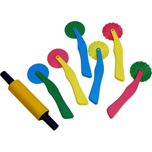 LOT 6 ROULETTES POUR PÂTE À MODELER + 1 ROULEAU