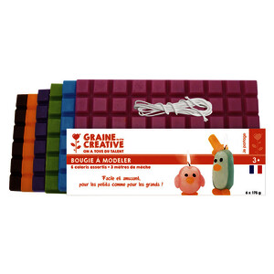 LOT 6 PLAQUES CIRE BOUGIE MOULER 20X12CM COL PAST + MÈCHE 3M