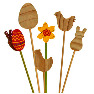 SACHET DE 12 PIQUES POUR FLEURS PÂQUES À DÉCORER 4X5X1CM