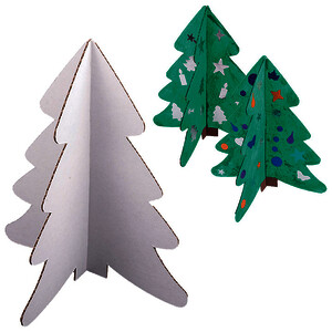 LOT 10 SAPINS HT 24CM CARTON BLANC ÀMONTER ET À DÉCORER