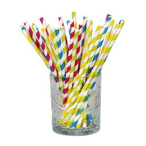 20 PAILLES RAYÉES 20 CM EN CARTONCOULEURS ASSORTIES