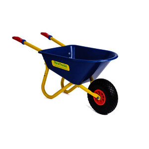 BROUETTE EN MÉTAL AVEC ACCESSOIRES DE JARDINAGE.