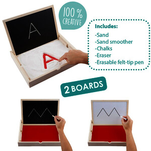PLATEAU ET TABLEAU MULTISENSORIEL DE PRÉ-ÉCRITURE