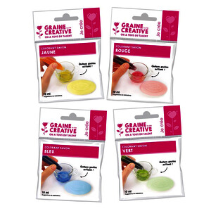 LOT 4 FLACONS 10 ML DE COLORANT POUR SAVON COLORIS ASSORTIS