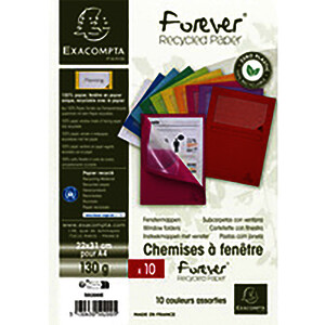 LOT DE 10 CHEMISES À FENÊTRE FOREVER RECYCLÉ ASS EXACOMPTA