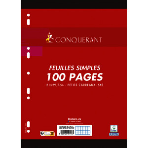 PAQ 50 FLL (100 P) MOB 80G/M² 5X5 PERF 21X29,7CM CONQUÉRANT