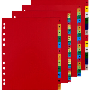 JEU D'INTERCALAIRES A4 1 À 12 TOUCHES NUMÉRIQUES PP 12/100E