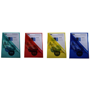 LOT DE 100 POCHETTES COIN A4 PP GRAINÉ 9/100E COL ASS BUDGET