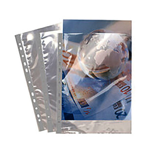 LOT DE 100 POCHETTES PERFORÉES A4 LISSES PP 9/100E BUDGET
