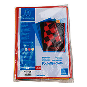 LOT DE 100 POCHETTES COIN LISSES A4 PP 12/100E COL ASS