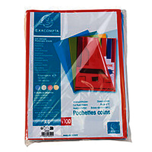 LOT 100 POCHETTES COIN GRAINÉES A4 EN PP 12/100E COL ASS