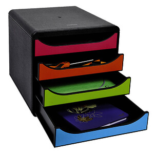 MODULE DE BUREAU 4 TIROIRS BIG BOX NOIR ARLEQUIN EXACOMPTA