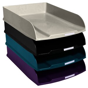 4 CORBEILLES À COURRIER TITANE 34,7X25,4X6,5 CM EXACOMPTA