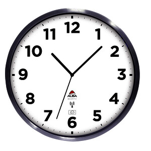 HORLOGE EXT. RADIO-CONTRÔLÉE D35 CM ACIER BL ALBA ON TIME
