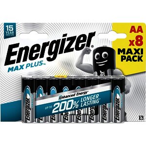 PAQUET DE 8 PILES ALCALINE ENERGIZER MAX PLUS AA (LR6)