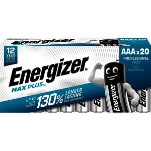 PAQUET DE 20 PILES ALCALINE ENERGIZER MAX PLUS AAA (LR03)