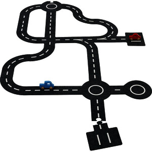 CIRCUIT FEUTRINE AVEC 2 VOITURES + 30 ÉLÉMENTS