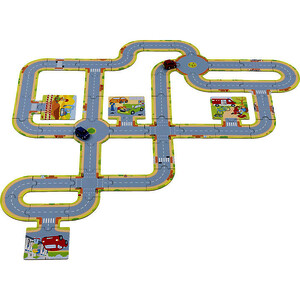 GRAND CIRCUIT EN CARTON + 2  VOITURES À RÉTROFRICTION